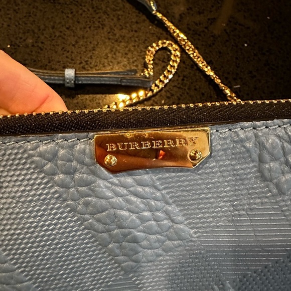 Authentic RARE Burberry Signature Grain Calfskin Peyton Crossbody Celadon Blue - Picture 6 of 13